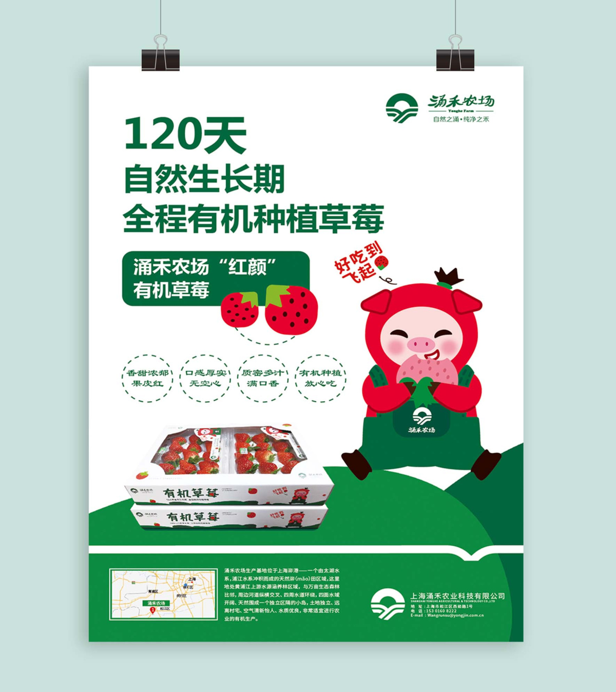 涌禾農場有機草莓海報設計