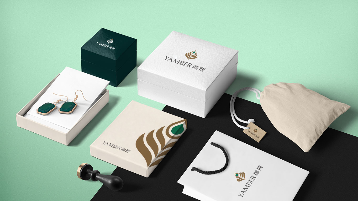 YAMBER顏博珠寶logo設計