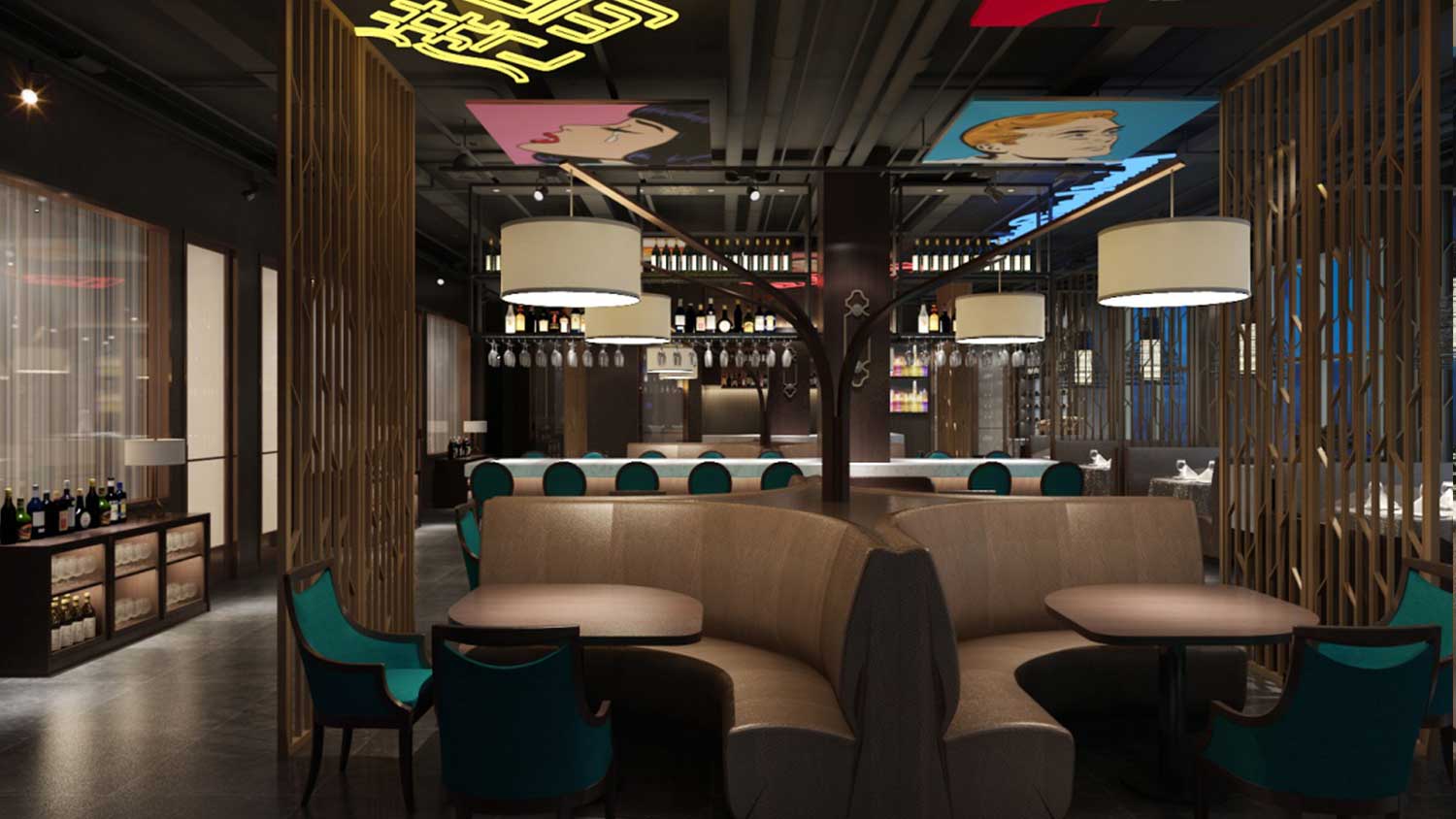 港島印象餐廳餐飲空間設計