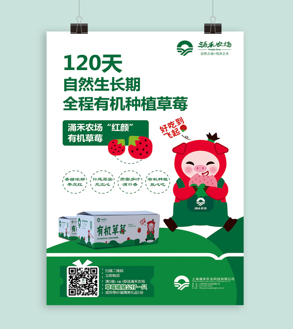 涌禾農場有機草莓品牌全案策劃設計“草莓豬”IP吉祥物設計