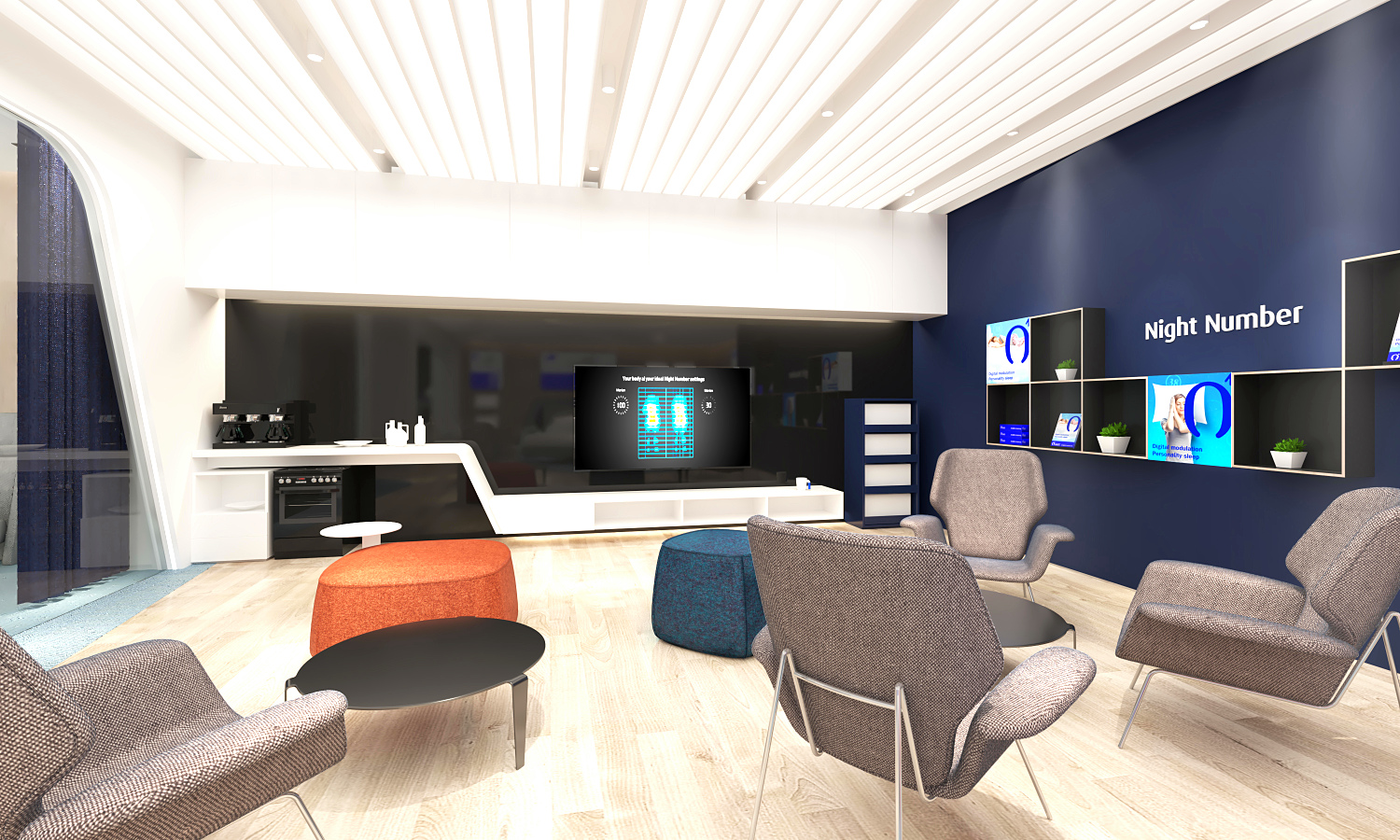 安睡號碼智能數字睡眠系統與ai空氣懸浮床墊SI連鎖專賣店店鋪設計